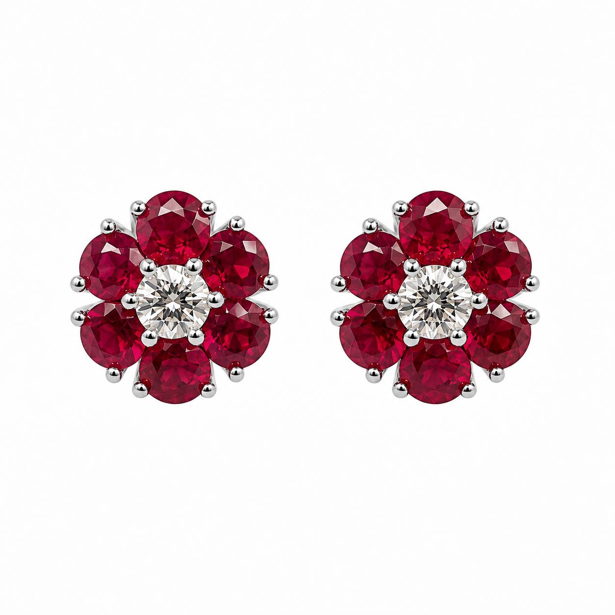 1.36 ct Flower Earrings