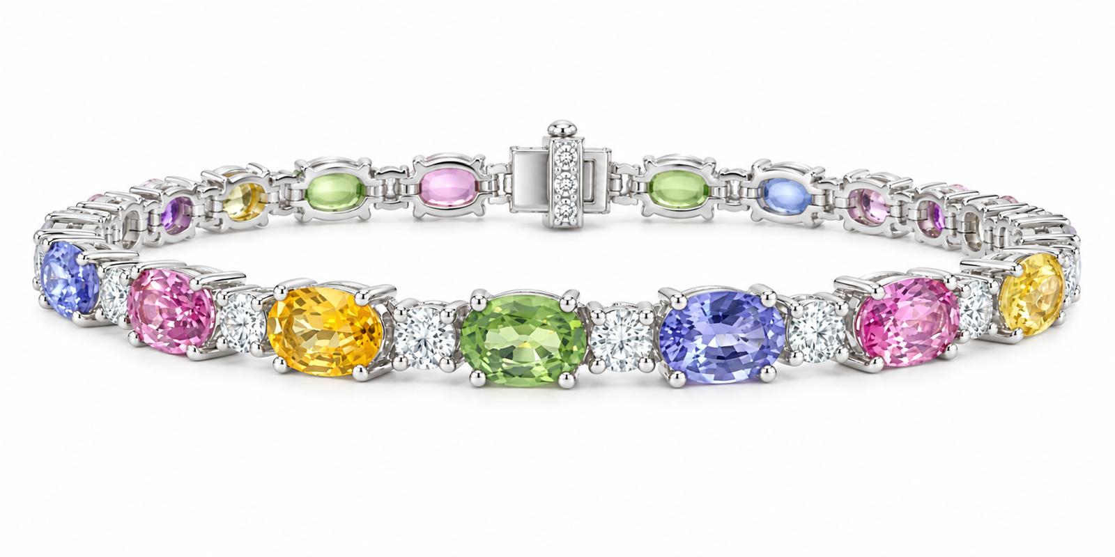Shown in 14K White Gold with Fancy Sapphire