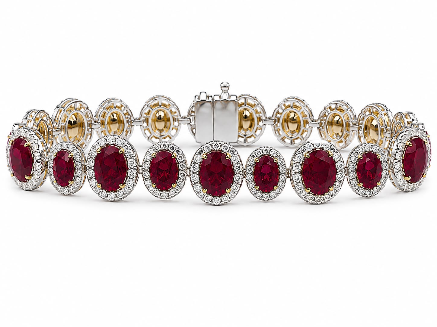 Shown in 18K White Gold with Ruby