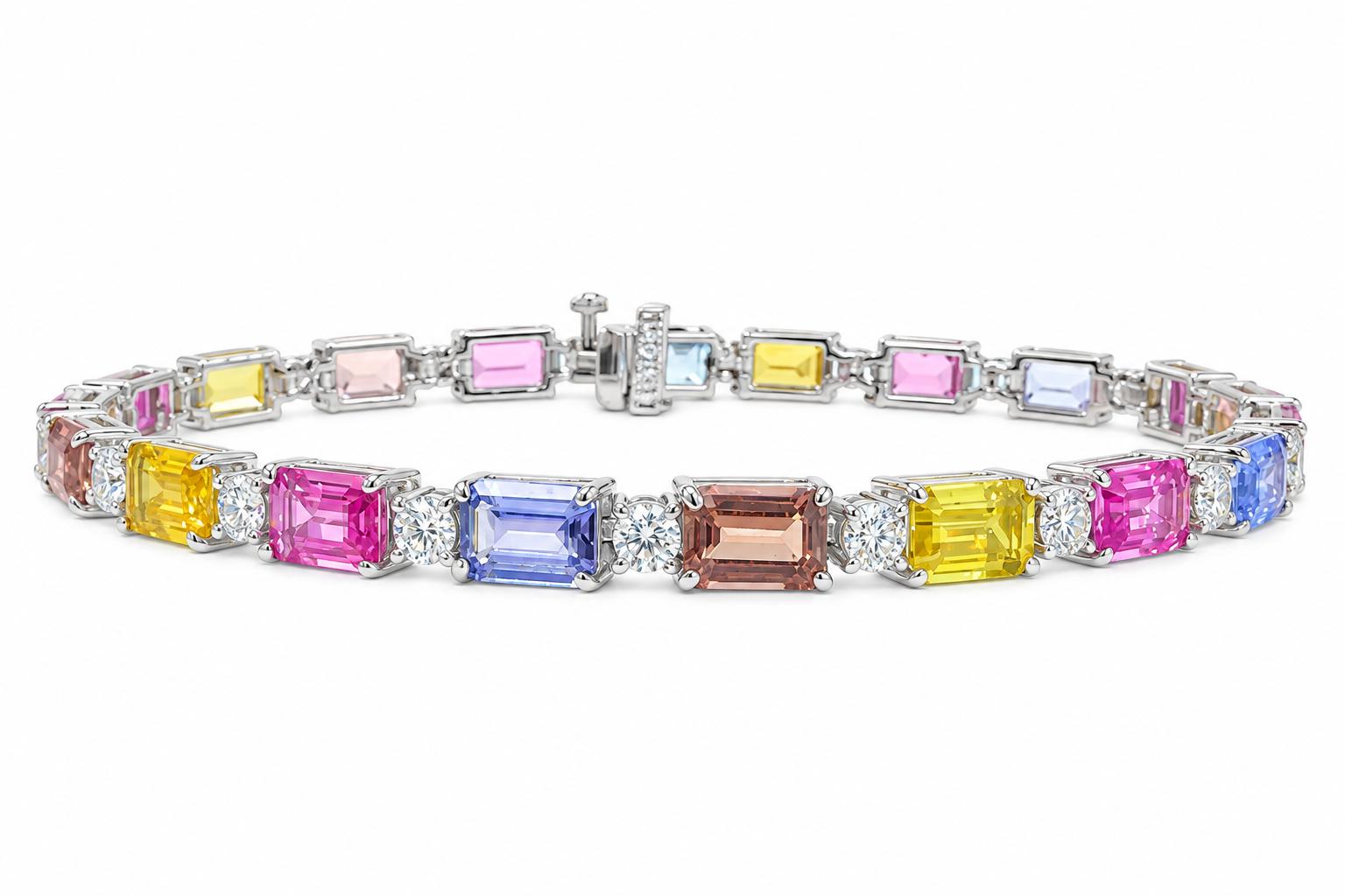 Shown in 14K White Gold with Fancy Sapphire