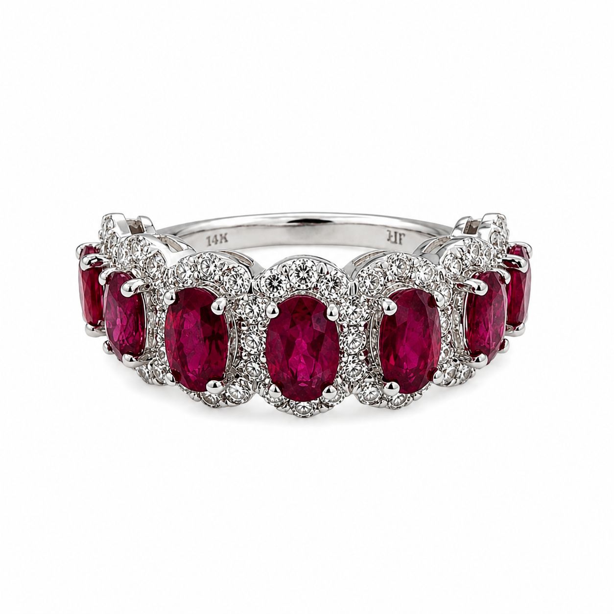 Shown in 14K White Gold with Ruby