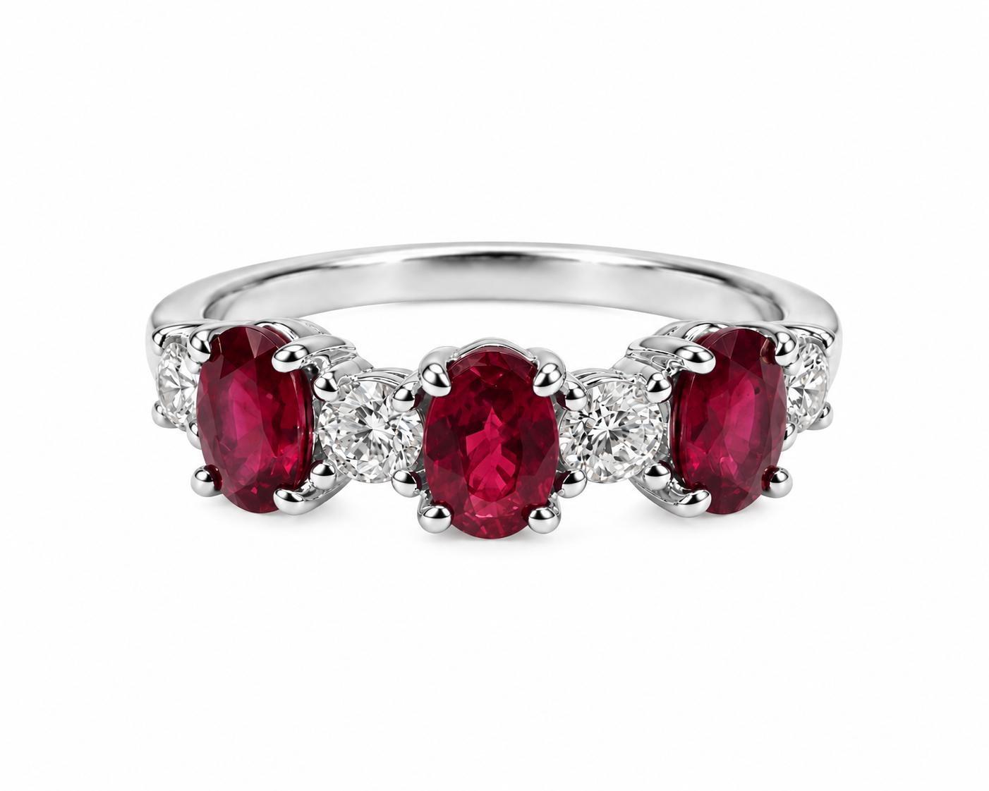 Shown in 14K White Gold with Ruby