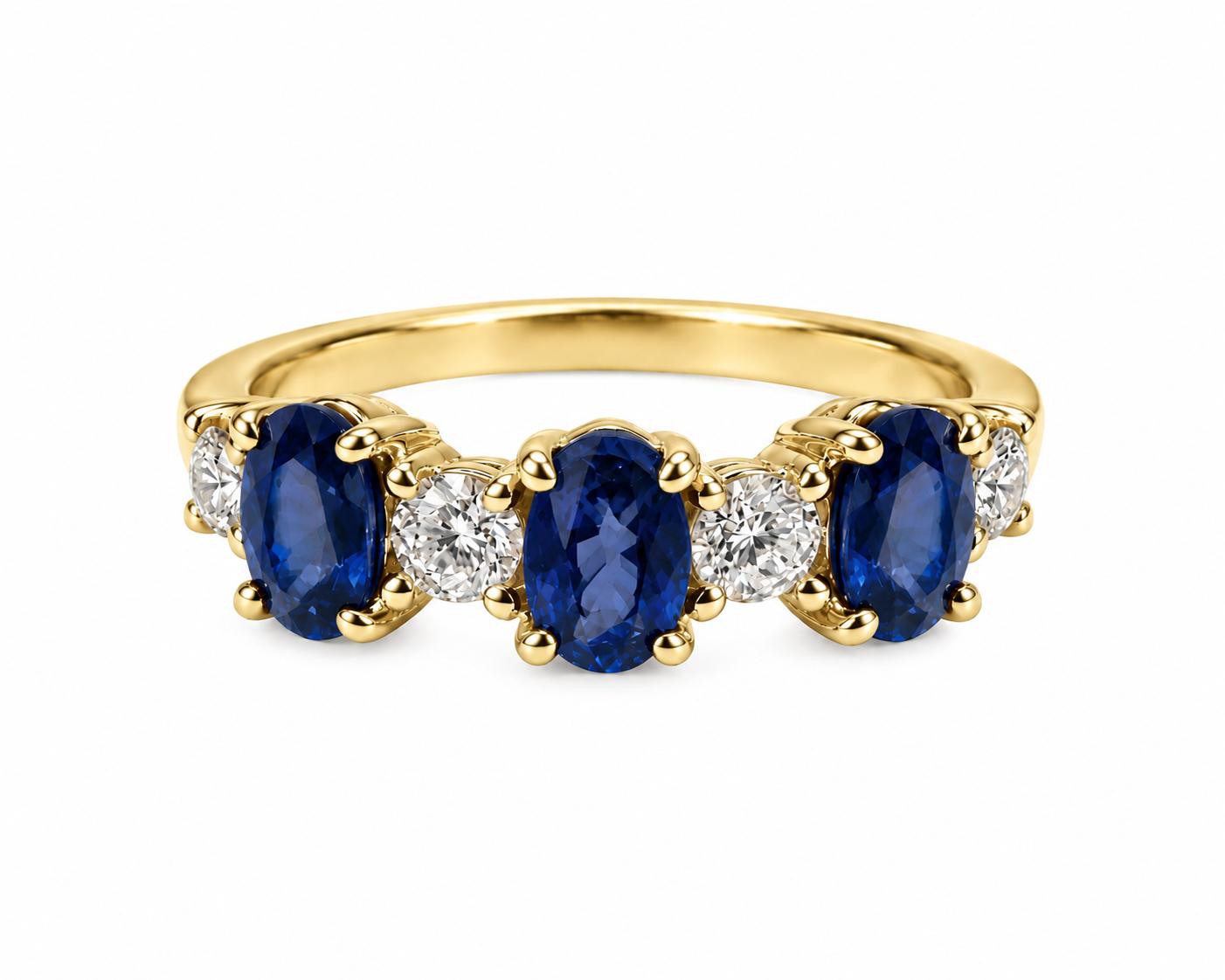 Shown in 14K Yellow Gold with Blue Sapphire